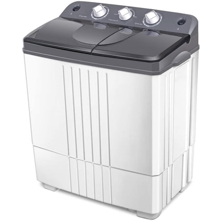Portable Washing Machine, 20lbs Capacity, 12lbs Washer and 8lbs Spinner, Compact for Apartment RV, Gray & White, GX20313-PE