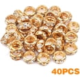 thumbnail image 2 of 40pcs 12mm Rhinestone European Spacer Beads Diamond Crystal Charm Beads Rondelle Loose Beads with 8mm Large Hole for DIY Bracelet Crafts Jewelry Making, KC Golden, 2 of 7