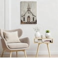 thumbnail image 3 of Vintage White Chapel Canvas Wall Art, Rustic Christian Decor, Textured Country Church Artwork for Living Room, Ready to Hang, 3 of 5