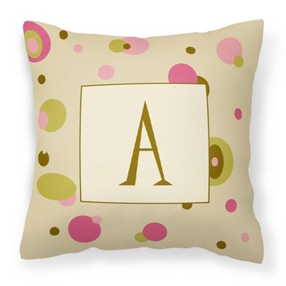 Letter A Monogram - Tan Dots Fabric Decorative Pillow - 14 x 3 x 14 in.