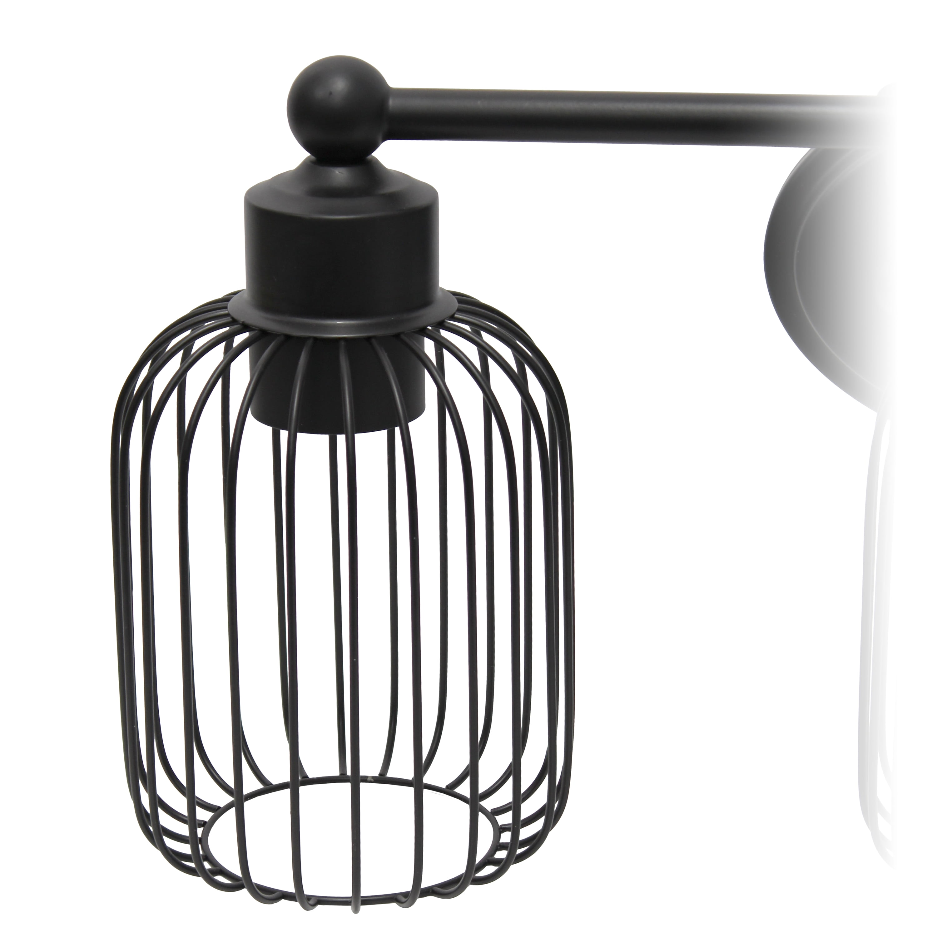 Elegant Designs 22" Industrial Farmhouse 3 Light Metal Birdcage Decorative Wall Mounted Vanity Fixture with Matching Metal Oval Backplate For Bathroom, Entryway, Hallway, Vanity, Black