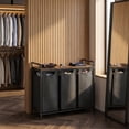 thumbnail image 6 of Nordic Hygge 3-Bag Laundry Sorter with Storage Shelf, Ink Black & Rustic Brown, 6 of 6