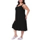 thumbnail image 4 of Vestido de noche sin mangas de talla grande para mujeres Agnes Orinda, con tirantes de espagueti, escote en V plisado, ropa de dormir, quimono, vestido midi de descanso 3X negro, 4 of 6