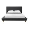 thumbnail image 3 of Soren Charcoal Linen Bed - Upholstered, Walnut Tapered Legs, Slats IncludedQueen, 3 of 9