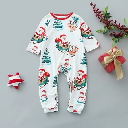 

ERTUTUYI Santa Claus Elk Loungewear Christmas Family Matching Pajamas Women Men Kids Baby Sleepwear White 24M