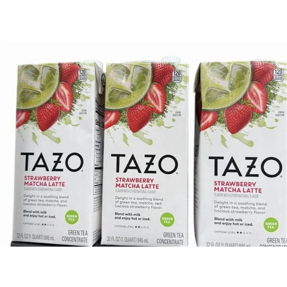 3 x Tazo Strawberry Matcha Latte Sweetened Green Tea Concentrate - 32 fl oz