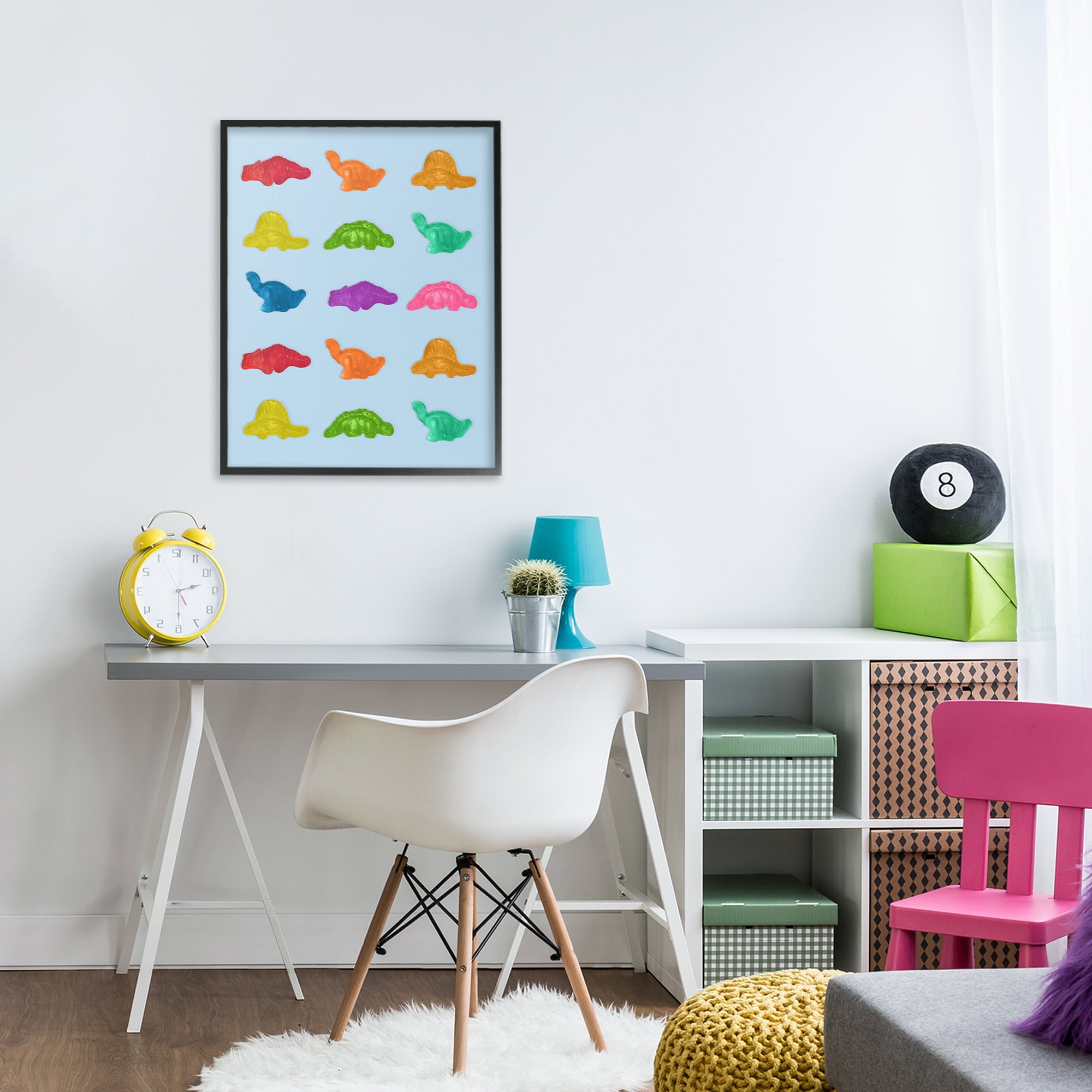Stupell Industries Colorful Dinosaur Candies Black Framed Giclee Art, design by LISH Creative