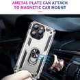 thumbnail image 5 of Allytech Rugged Case for iPhone 15 Pro, Military Grade Protection Shockproof Non-Slip Cover with Metal Rotatable Ring Stand, Magnetic Car Mount Holder Fashion Case for iPhone 15 Pro - Silver, 5 of 7