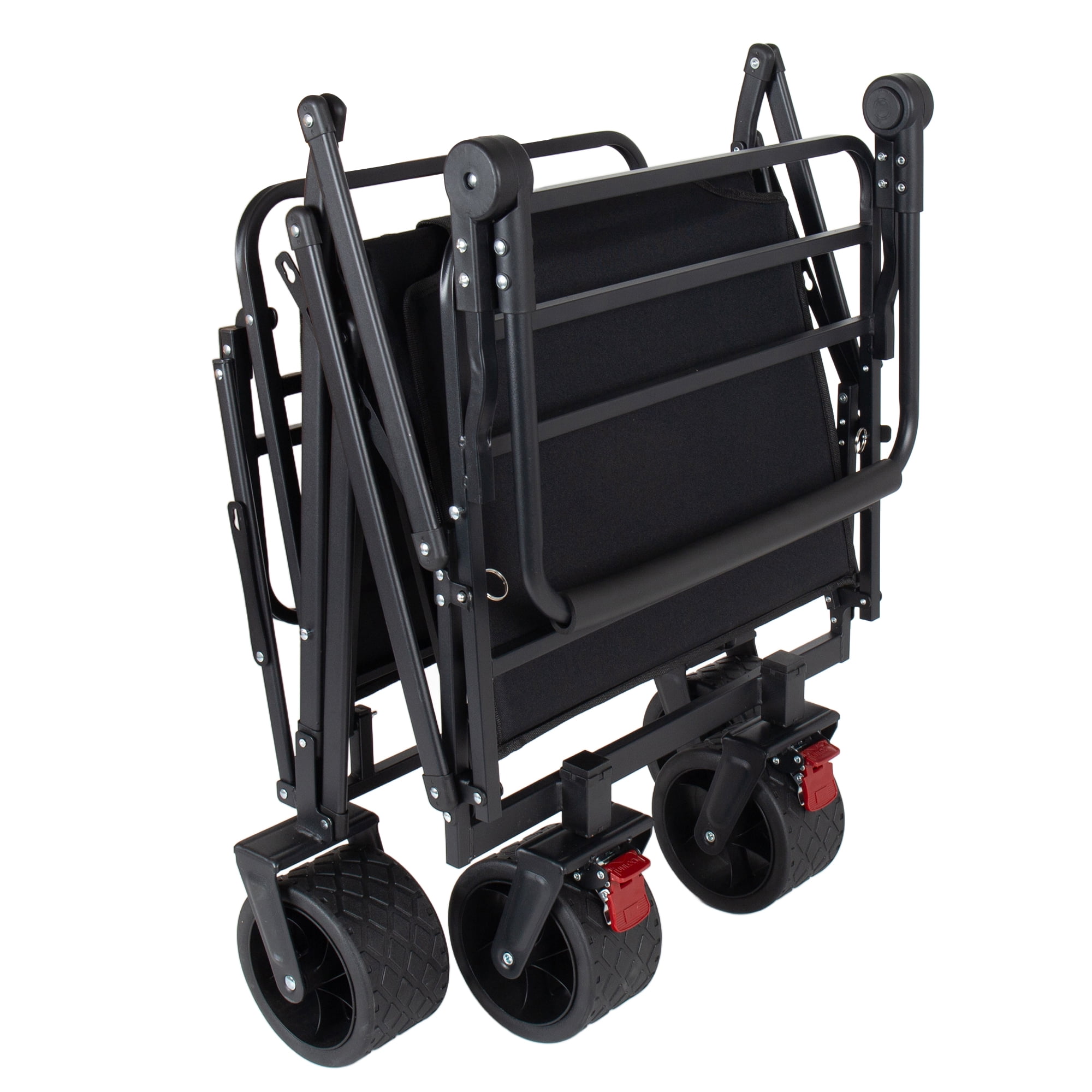 2-in-1 Multifunctional Folding Wagon Cart, Convertible Beach Chair with All-Terrain 360° Swivel Wheels, 650LB Heavy Duty Utility Cart with Brake for Shopping, Beach, Camping, Sports, Garden