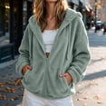 thumbnail image 4 of Luvrsol Womens Winter Coat Hooded Fleece Teddy Jacket Drawstring Relaxed Fit Warm Sherpa Coat, Gray S-3XL, 4 of 9