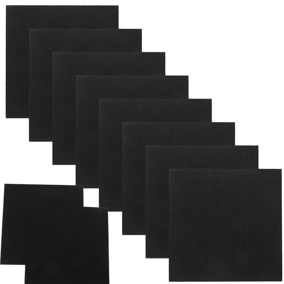 KONTONTY 10Pcs Black Floating Floor Tiles Self Adhesive Easy Install Anti Skid Floor Stickers