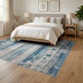 thumbnail image 3 of ODIKA 6'x9' Washable Area Rug Vintage Striped Marine Faded Starfish Seashell Coral Nautical for Family Room, Living Room, Master Bedroom, Non-Slip, Easy Care, 3 of 7