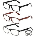 thumbnail image 2 of 3 Pack Light Compact Squared Fashion Reading Glasses Translucent Spring Hinges with Lanyard +2.50, 2 of 2