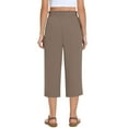 thumbnail image 3 of Annhoo Womens Cropped Pants Summer Ruffle Straight Wide Leg Elastic Waisted Drawstring Casual Trousers with Pockets, 3 of 8