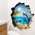 thumbnail image 5 of Wall Sticker 3D Ocean Dolphin Wall Decal, Underwater World Bathroom Decor, Removable Self-Adhesive Wall Art For Bedroom Living Room Home Office Decoration, 5 of 5