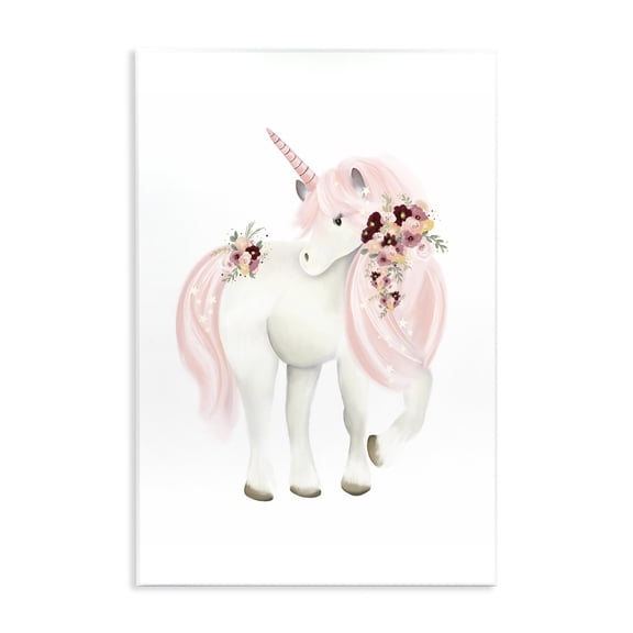 Stupell Industries Cottage Pastel Floral Unicorn Wall Plaque Art, 10 x 15, by Studio Q