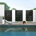 thumbnail image 4 of POSHIONS Decorative Privacy Screen Outdoor Divider with Stand Metal Corten Steel 76" x 47.2" x 15.7" Black, 4 of 5