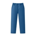 thumbnail image 4 of BLVB Uniform Trousers for Boys Girls Elastic Waist Straight Leg School Dress Pants with Pockets(Blue,9-10 Years), 4 of 9