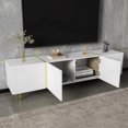 thumbnail image 3 of Sleek White High-Gloss TV Stand | 4 Doors for Storage, Decor-Friendly, 3 of 22