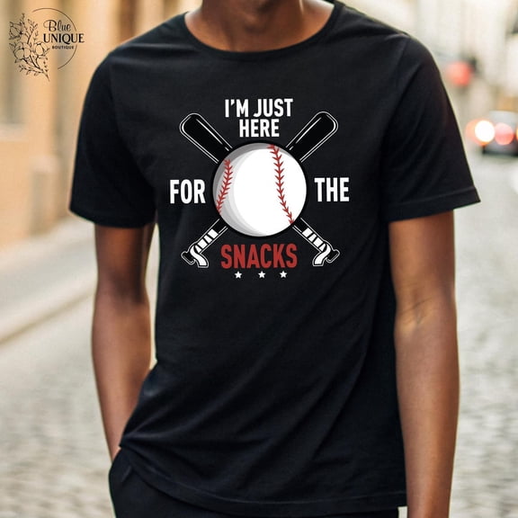 Baseball Shirt I'M Just Here For The Snacks Tee, Baseball Fan T-Shirts, Baseball Team Shirts, Game Day Outfits, Baseball Season Shirt, Full Size S-5XL