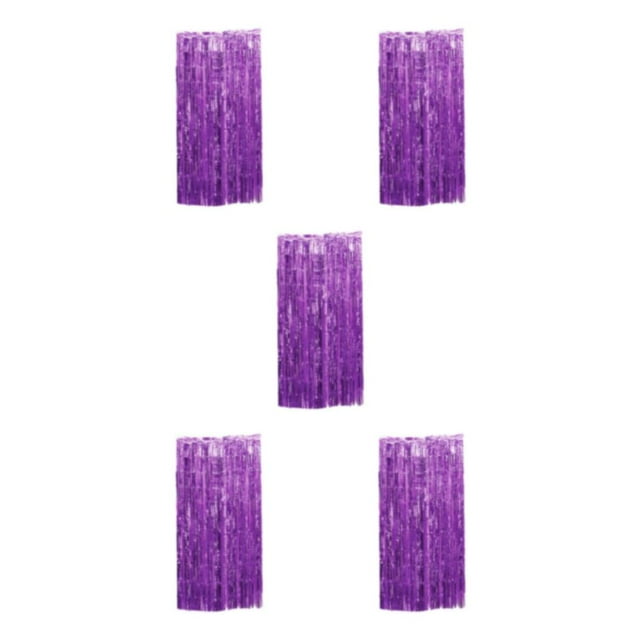 kurtrusly Foil Made Fringe Curtain For Graduation Party Decorations Birthday Party Decorations Tinsel Curtain Party Backdrop Purple 5Set