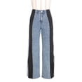 thumbnail image 6 of Two-Tone High-Waisted Wide-Leg Jeans with Striped Side Panels, 6 of 9
