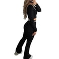 thumbnail image 3 of Jaimenalin Womens Workout Sets 2 Piece Gym Yoga Outfits Crossover Flare Leggings Black S, 3 of 7