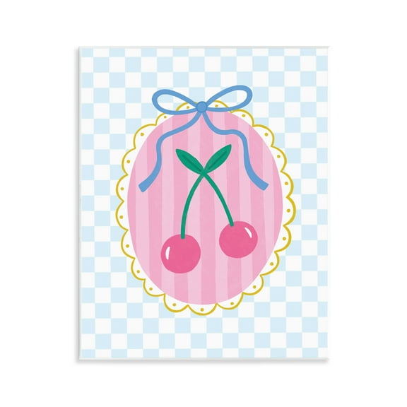 Stupell Industries Sweet Cherries on Checkered Food & Beverage Painting Unframed Art Print Wall Art, 11 x 14