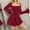 Wine, variant on Stichou Women's Long Sleeve Ribbed Knit Short Dresses 2026 Spring Square Neck A-Line Casual Wedding Guest Winter Sweater Dress Khaki 2XL