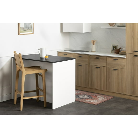 South Shore Myro, Farmhouse Kitchen Island,  Black