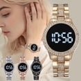 thumbnail image 2 of Reloj electrónico LED resistente al agua con doble fila de diamantes para hombres y mujeres, reloj de disco grande para traje de hombre europeo y americano, 2 of 6