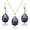 Gld,Amethyst,Feb, variant on Ruby Crystal Wedding Jewelry Sets for Women, Garnet Imitation Diamond Pendant Necklace Set, Gold Plated Drop Dangle Red Earring Set, Boho Teardrop Rhinestone Birthstone Jewelry Set