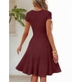 thumbnail image 5 of Merokeety Womens Summer Dresses Ribbed Crewneck A Line Mini Dress Wine xl, 5 of 5