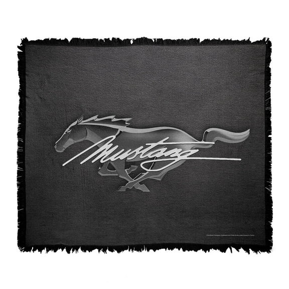 Ford Blanket, 50'x60' Mustang Logo Woven Tapestry Cotton Blend Fringed Throw