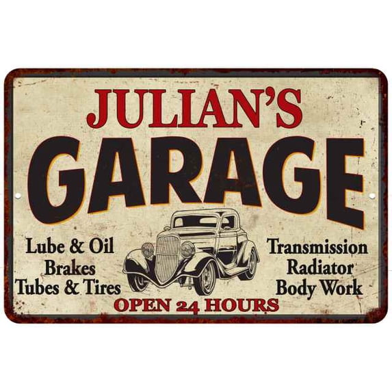 JULIAN'S Garage Man Cave Metal Sign Decor 8x12 108120014279