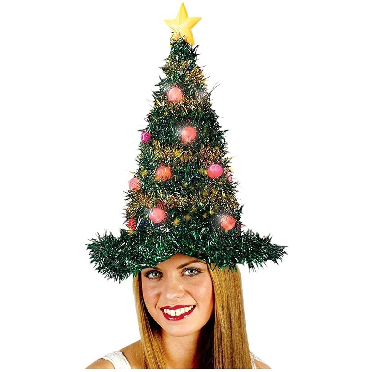 Christmas Tree Light Up Hat Adult Halloween Accessory
