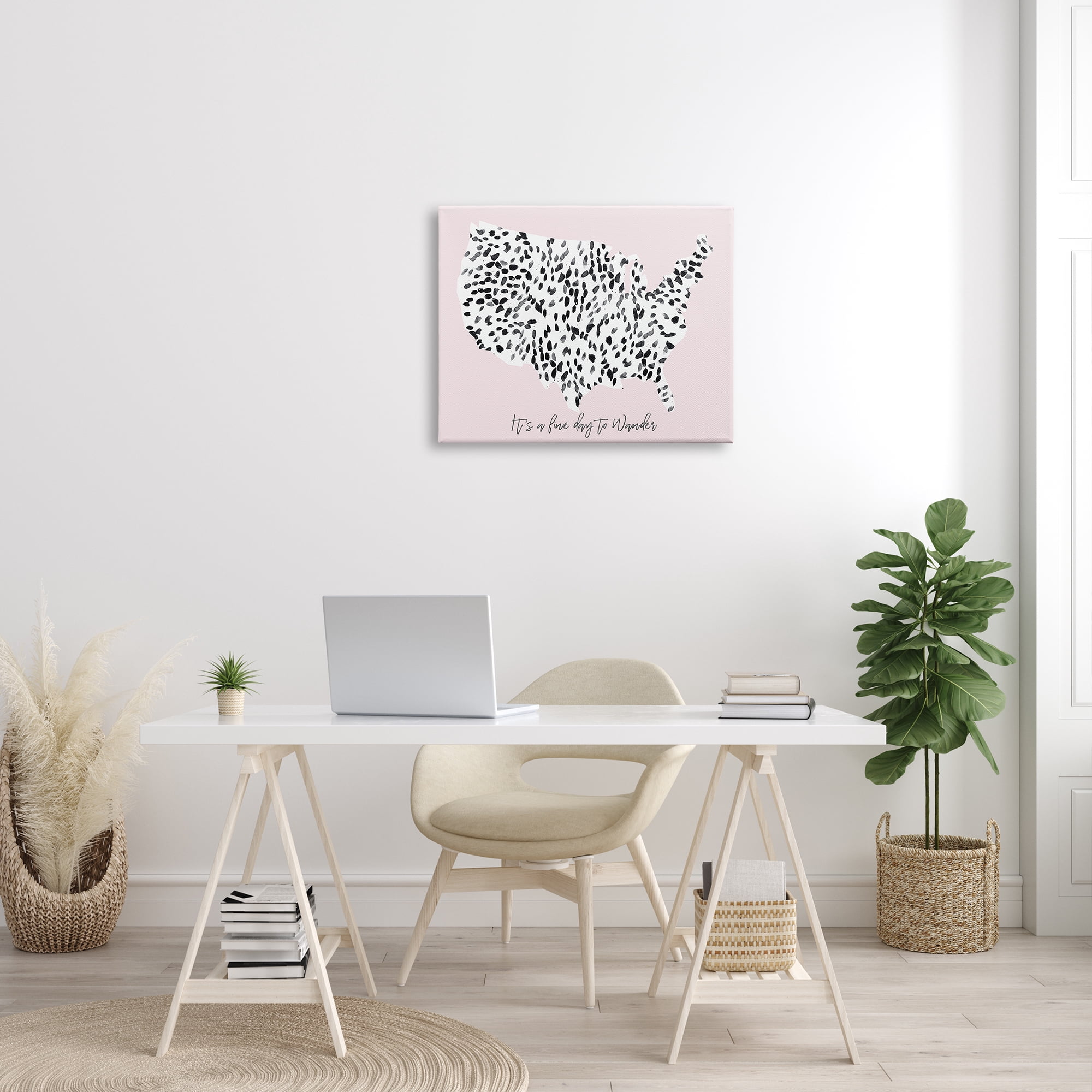 Stupell Indtries Fine Day to Wander Sentiment Patterned Map,30 x 24,Design by Sn Bryant