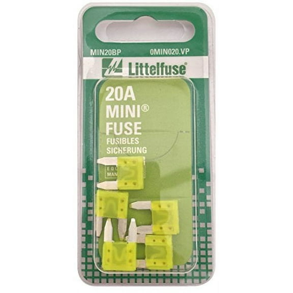 Littelfuse MIN20BP MINI 297 Series Fast-Acting Automotive Blade Fuse - Pack of 5