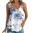 thumbnail image 2 of Puntoco Camisetas ajustadas para mujer Camiseta sin mangas de cuello redondo con estampado de moda informal y holgada de verano para mujer, 2 of 5