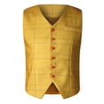 thumbnail image 2 of Men's Casual Plaid Vest with Slim Fit - Vintage Wool Herringbone Retro Satin Jacket for Formal Wear, Parties, and Special Occasions,Yellow,L, 2 of 8