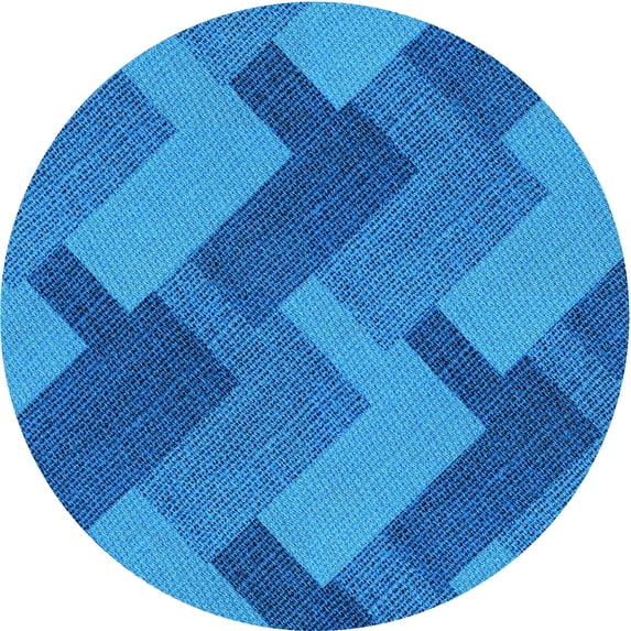 Ahgly Company Machine Washable Indoor Round Transitional Blue Area Rugs, 4' Round