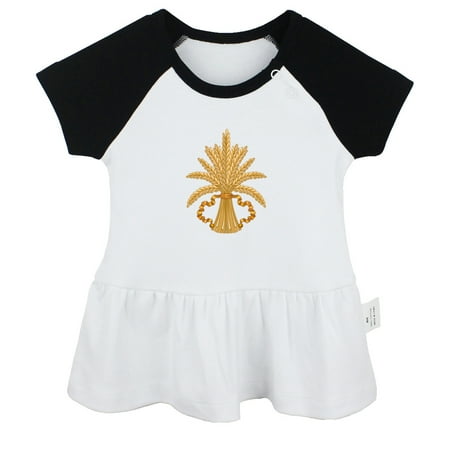 

Nature Wheat Pattern Dresses For Baby Newborn Babies Skirts Infant Princess Dress 0-24M Kids Graphic Clothes (Black Raglan Dresses 12-18 Months)