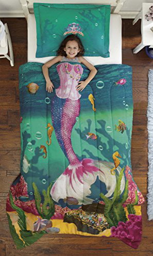 Magical Mermaids New 3 Piece Twin Sheet Set Pink and Blue Under the Sea $68 