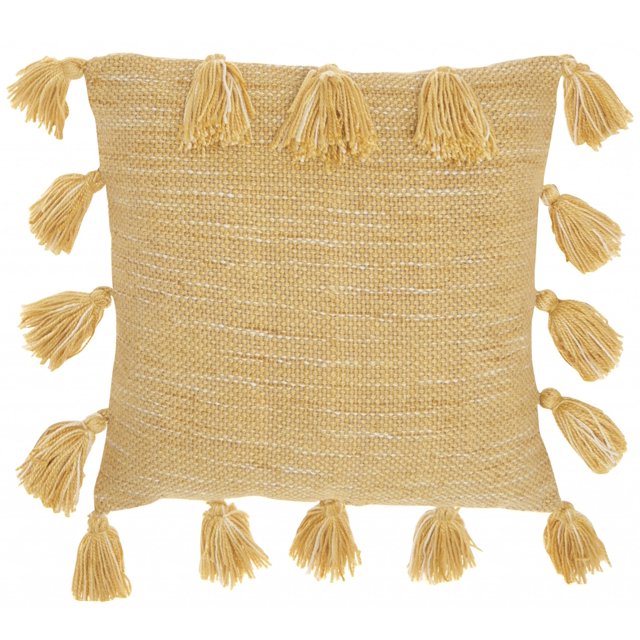 homeroots home decor 386071 Yellow Tasseled Throw Pillow