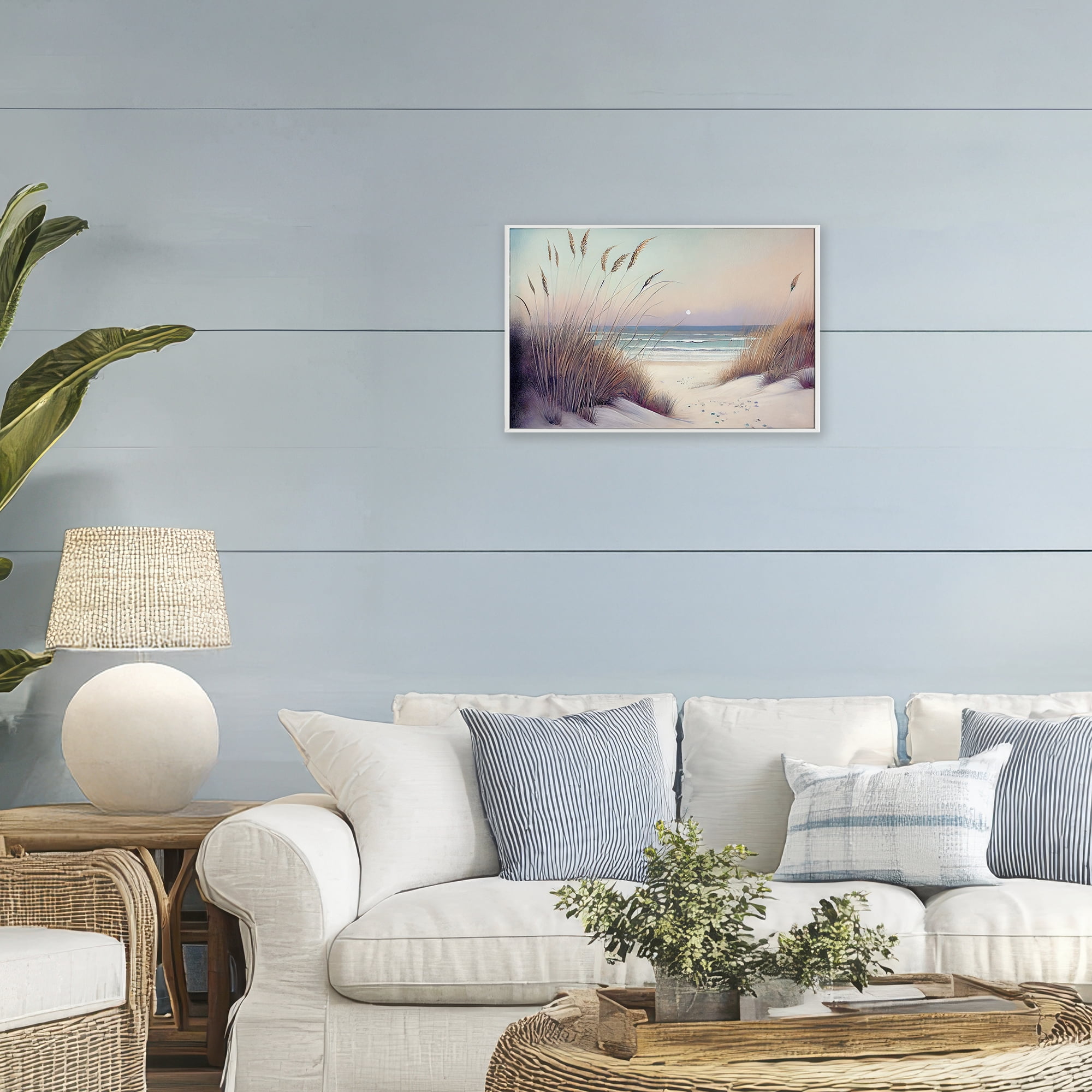 Euphoria Beach Dunes View White Framed Giclee Art, design by Sasha