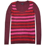Tommy Hilfiger Women Sequin Stripe Logo Sweater (X-Small, Burgundy/red/pink)