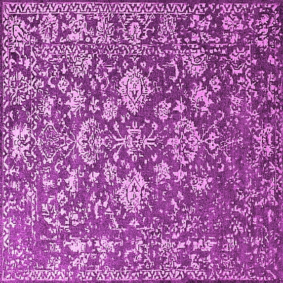 Ahgly Company Indoor Square Oriental Pink Industrial Area Rugs, 7' Square