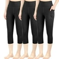 thumbnail image 1 of BIG ELEPHANT Paquete de 3 Pantalones de Yoga de Cintura Alta para Niñas - Leggings Capri Atléticos para Entrenamiento con Bolsillos Laterales, Perfectos de Running, Bailar y Fitness, Tallas S-XXL, 1 of 6