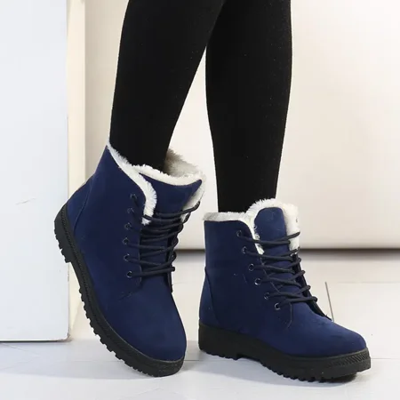 

Women‘s Round Toe Lace Up Boots Warm Faux Fur Lined Ankle Boots Women‘s Footwear