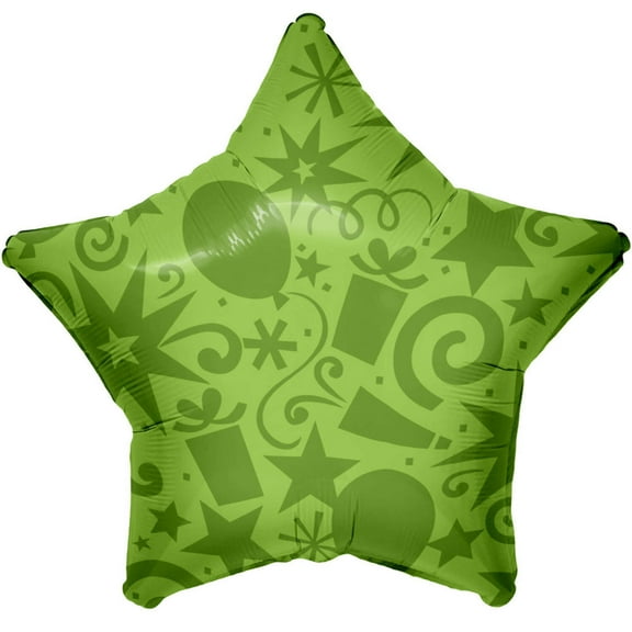 22 inch Star - Festive Kiwi Foil Mylar Balloon - Party Supplies Decorations